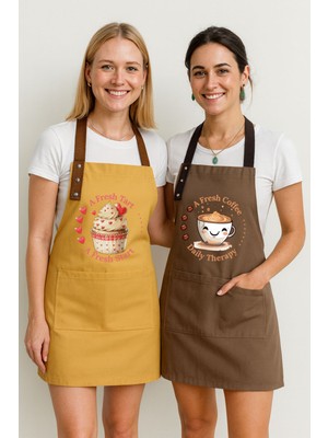 Özbience Leke Tutmaz Mutfak Önlüğü Seti 2'li, Suitici Kumaş, Pastane ve Kafe Tarzı