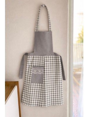 Özbience Gri Pötikare Sıvı Geçirmez ve Leke Tutmaz Önlük, Şık ve Koruyucu Tasarım