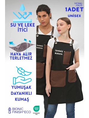 Özbience Kişiye Özel Isim Nakışlı Mutfak, Kafe, Chef, Barista, Kuaför ve Çiçekçi Önlüğü