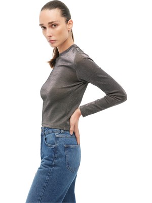 Perspective Siyah Bisiklet Yaka Bluz