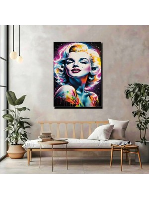 Artprinta Renkli Pop Art Kadın Portresi Kanvas Tablo – Modern, Işıltılı ve Ikonik Duvar Dekoru
