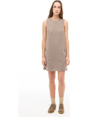 Perspective Kahverengi Çiçek Desenli Kısa Elbise