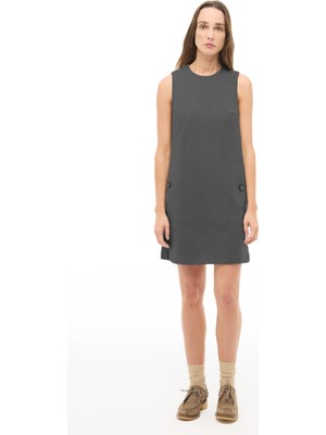 Perspective Antrasit Çiçek Desenli Kısa Elbise