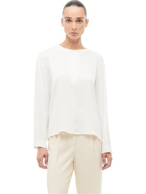 Perspective Ekru Yuvarlak Yaka Bluz