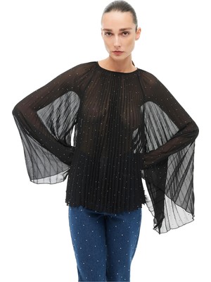 Perspective Siyah Reglan Kol Bluz