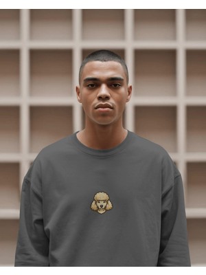 Muhtar Store Erkek Baskılı Sweatshirt – Poodle (Toy Poodle) Minimal Köpek Tasarımı