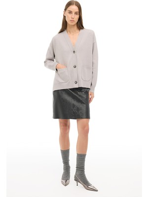 Perspective Gri V-Yaka Triko Hırka