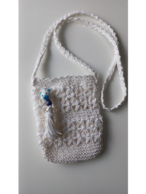 Genel El Yapımı Örgü Çapraz Askılı Maskotlu Kadın-Genç Çanta – Günlük Kullanım, Bohem El Işi Çanta