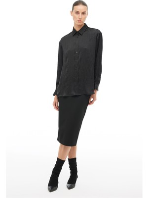 Perspective Siyah Klasik Yaka Gömlek