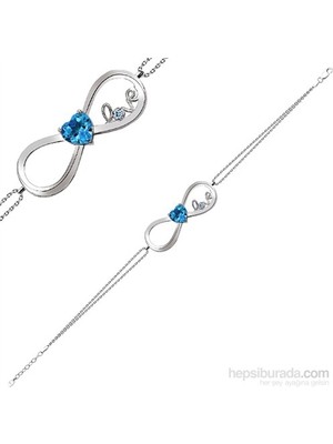 Bella Gloria Altın Kaplamalı Mavi Topaz 'Sonsuz Aşkıma' Pırlanta Bileklik (GPB0014)
