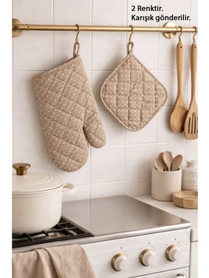 Özbience Iki Parça Isıya Dayanıklı Fırın Eldiveni ve Tutacak Seti, Renk Seçenekleri