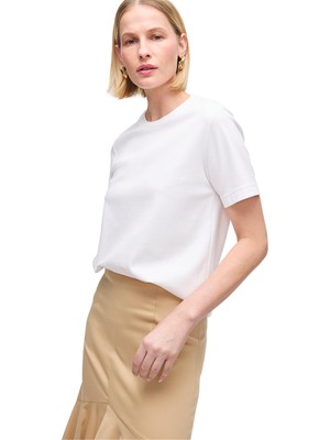 Perspective Makis Beyaz Renk Rahat Kalıp Bisiklet Yaka Takma Kol Tişört