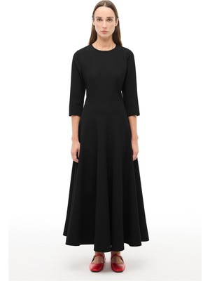 Perspective Siyah Bisiklet Yaka Bilekte Elbise