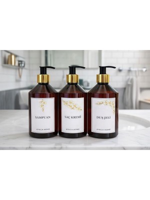 3 Lü Gold Premium Başlıklı Şampuan,duş Jeli ve Saç Kremi Etiketli 500 ml Plastik Şişe