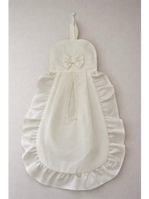 Özbience Krem Renk Keten Fırfırlı Poşetlik, Şık ve Kullanışlı Tasarım