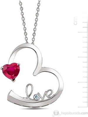 Bella Gloria Altın Kaplamalı Kırmızı Kuartz "Kalbim Seninle" Pırlanta Kolye (Gpk0013)