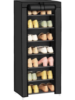 Dzgn Home Ayakkabılık Tek Bölmeli Çok Amaçlı Bez Dolap Gardırop Siyah