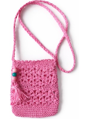 Genel El Yapımı Örgü Çapraz Askılı Maskotlu Kadın-Genç Çanta – Günlük Kullanım, Bohem El Işi Çanta