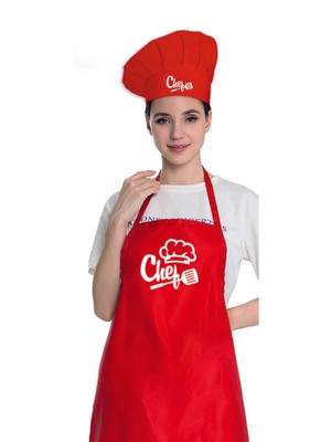 Özbience Kırmızı Mutfak Aşçı Şapkası, Şık ve Rahat Önlük Seti