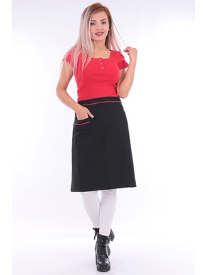 Özbience Siyah Mutfak Önlüğü, Bel Bağlamalı, Cepli, Şef ve Aşçı Tasarımı