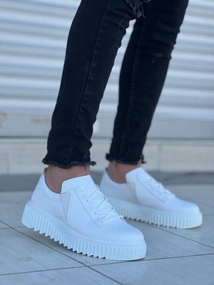 Zapatos KB-X502 Erkek Günlük Bağcıklı Cilt Spor Sneaker Ayakkabı Cbt - Beyaz