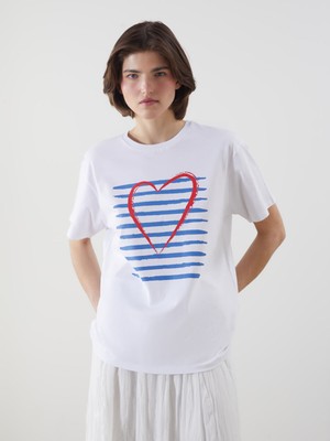 Lc Waikiki Yeni Sezon Bisiklet Yaka Baskılı Kadın Tişört