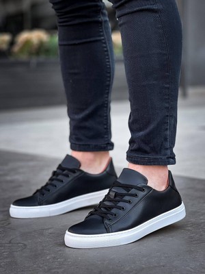 Zapatos KB122 Erkek Günlük Bağcıklı Cilt Spor Sneaker Ayakkabı Cbt - Siyah