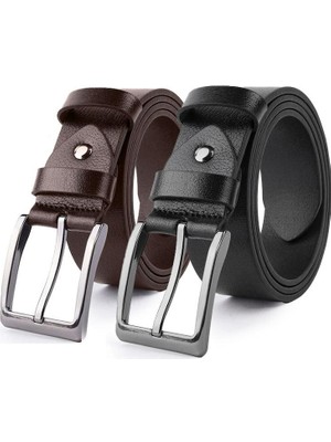 MIPEK DERI 2li 100 % Hakiki Deri Kot Kumaş Kanvas Pantolona Uyumlu Kemer