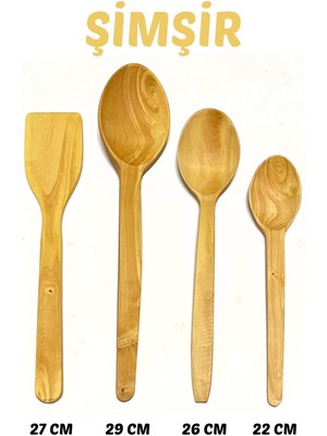 Özbience Doğal Ahşap Kaşık ve Spatula Seti, Şimşir Tahta Mutfak Aksesuarları
