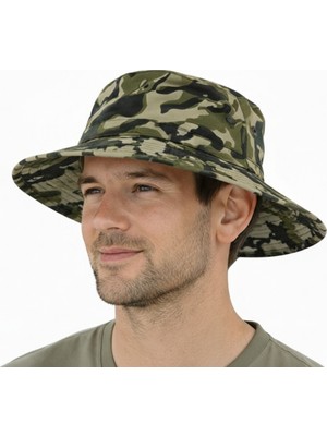 Reva Erkek Kamuflaj Bermuda Şapka – Safari Model, Ayarlanabilir, Yazlık
