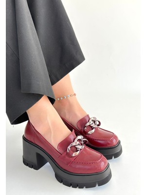 Değirmen Grup Winar Bordo Rugan Doldu Topuk Ayakkabı - Lisinya