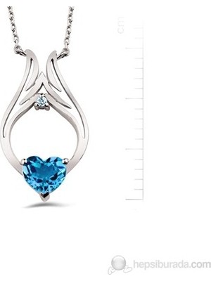 Bella Gloria Altın Kaplamalı Pırlanta Mavi Topaz "Meleğim" Kanat Kolye (GPK0005)