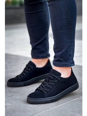 Zapatos KB122 Erkek Günlük Bağcıklı Süet Spor Sneaker Ayakkabı Sst - Siyah