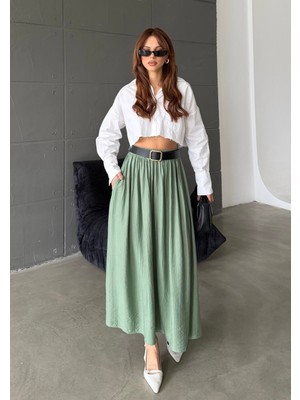 Bejna Kadın Cepli Maxi Boy Kemerli Etek