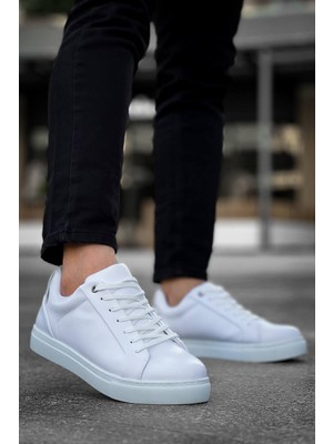 Zapatos Kb-Bx1 Erkek Günlük Bağcıklı Cilt Spor Sneaker Ayakkabı Cbt - Beyaz