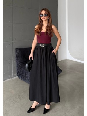 Bejna Kadın Cepli Maxi Boy Kemerli Etek