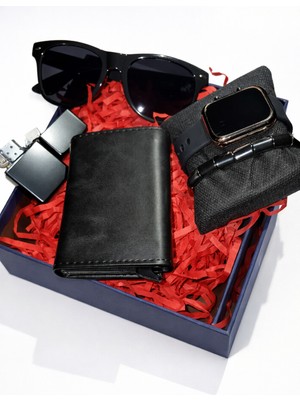 Çok Biz SEVGİLİYE, DOGUM GÜNÜ,BABALAR GÜNÜ;EVLİLİK YILDÖNÜMÜ,ARKADAŞA ERKEK HEDİYE KUTUSU; Style Man Erkek hediye seti; Dijital saat,Gözlük,Cüzdan,Çakmak,Metal bileklik