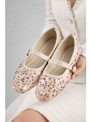 Behtah Kundura Pullu Simli Toka Detaylı Kadın Şık Günlük Babet Ev Babeti