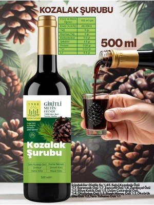 500 ml Kozak Bergama Vakfı Kozalak Şurubu Giritli Metin Efendi