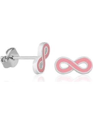 Bazarhane Gümüş Pembe Sonsuzluk Çivili Küpe