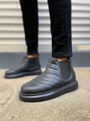 Zapatos JY205 Boston Bağcıksız Ortopedik Taban Cilt Erkek Spor Bot Cst - Siyah