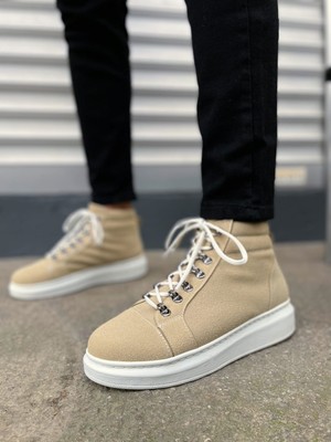 Zapatos JY206 Ottawa Bağcıklı Ortopedik Taban Süet Erkek Spor Bot Sbt - Krem