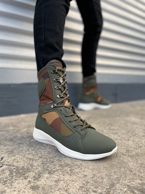 Zapatos JY799 Verton Bağcıklı Ortopedik Taban Günlük Cilt Erkek Askeri Postal Bot Cbt Haki
