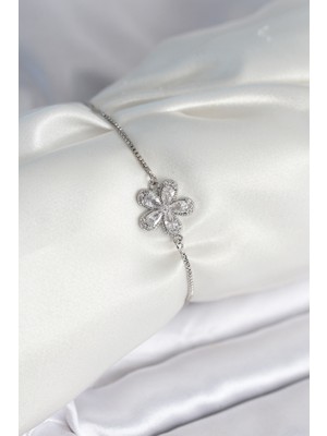 FRY Çiçek Model Asansörlü Gümüş Renk Kadın Bileklik