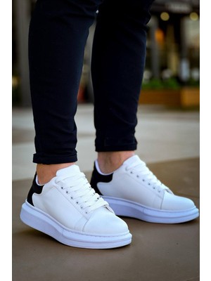 Zapatos KB-X500 Erkek Günlük Bağcıklı Cilt Spor Sneaker Ayakkabı Cbt - Beyaz/siyah