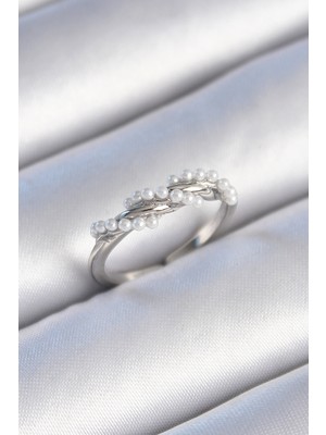 Skygo Pirinç Gümüş Renk Sarmal İnci Model Kadın Yüzük - TJ-BYK3437