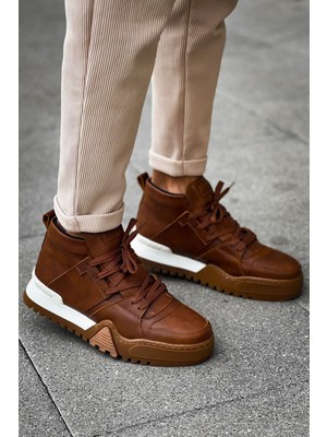 Zapatos CH057 Ghost Line Erkek Spor Günlük Bağcıklı Cilt Bot Ctbt - Taba