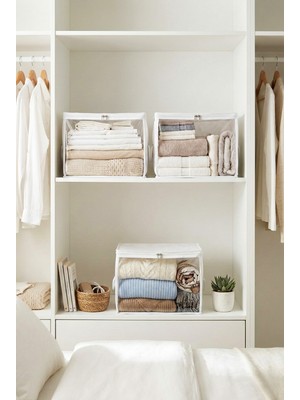 Rek Home 3 Adet Pencereli Küçük Boy Baza Altı, Valiz Düzenleyici Çeyizlik Bohça Hurcu / 30X22X18