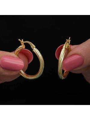 Bazarhane Gümüş Gold 3 mm Burgu Şarnel Küpe