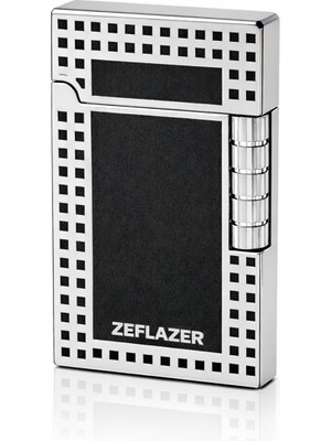 Zeflazer Hediyelik Kişiye Isme Özel Silver Siyah Desenli Metal Çakmak Kare Motifli